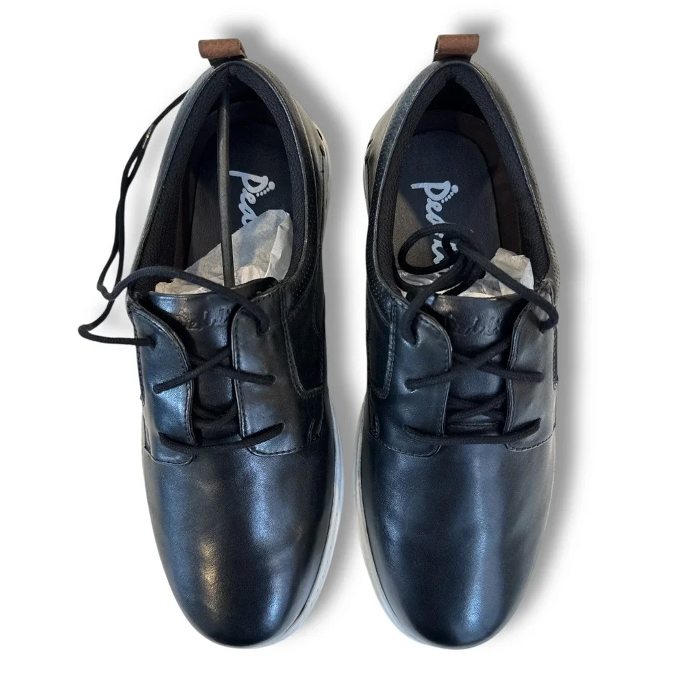 Ped Lite Finn Mens Sz 9.5M Neuropathy Diabetic Black‎ Leather Lace Up Shoes NIB